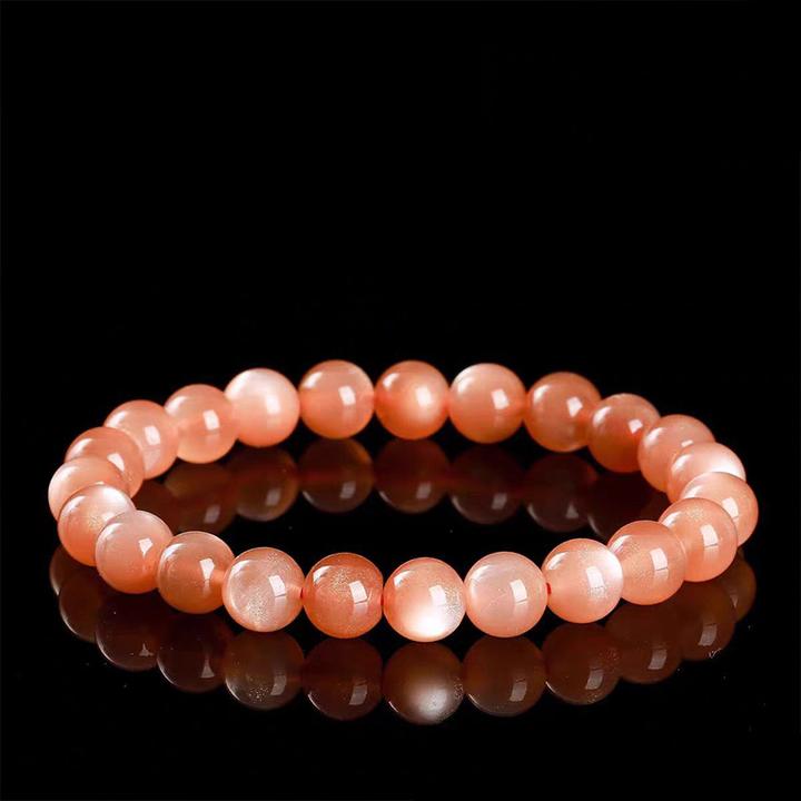 天然太阳石手饰品日光石手链长石简约素圈手串时尚配饰女百搭礼物