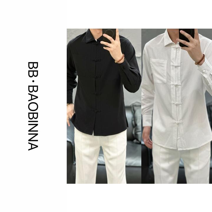 小野· 男装 | "新中式" 手工盘扣国风长袖防晒衬衫8041
