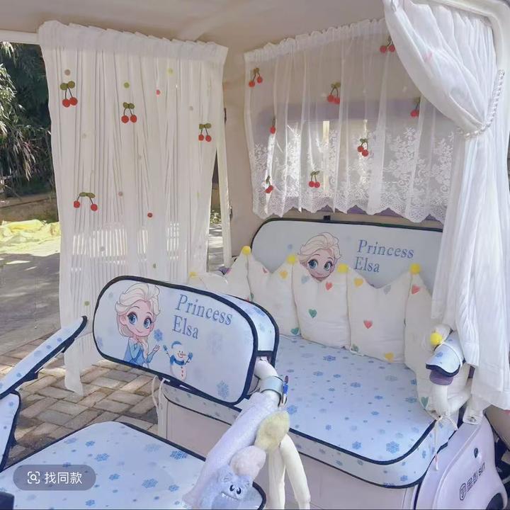 【米乐麻麻专属】三轮车装饰百叶帘蕾丝防晒自粘纯色纱帘短窗帘褶皱