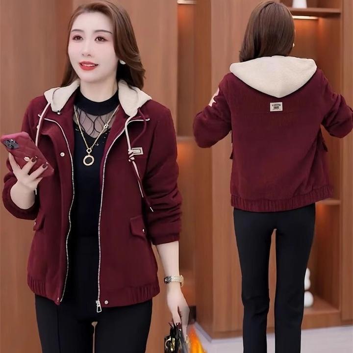 冬季韩版新款外套小个子短款保暖棉袄中年妈妈女装加绒加厚外套