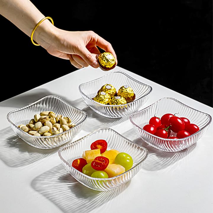[4只装]家用玻璃果盘糖果盘水果盘创意简约透明沙拉碗居家好物