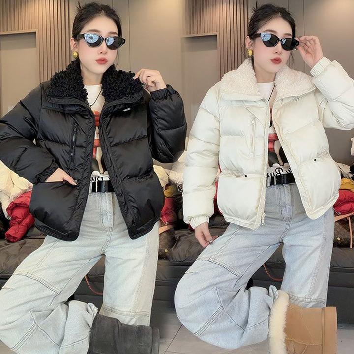 欧货棉衣外套女2025冬季新款时尚显瘦羊羔毛翻领加厚百搭短款棉服