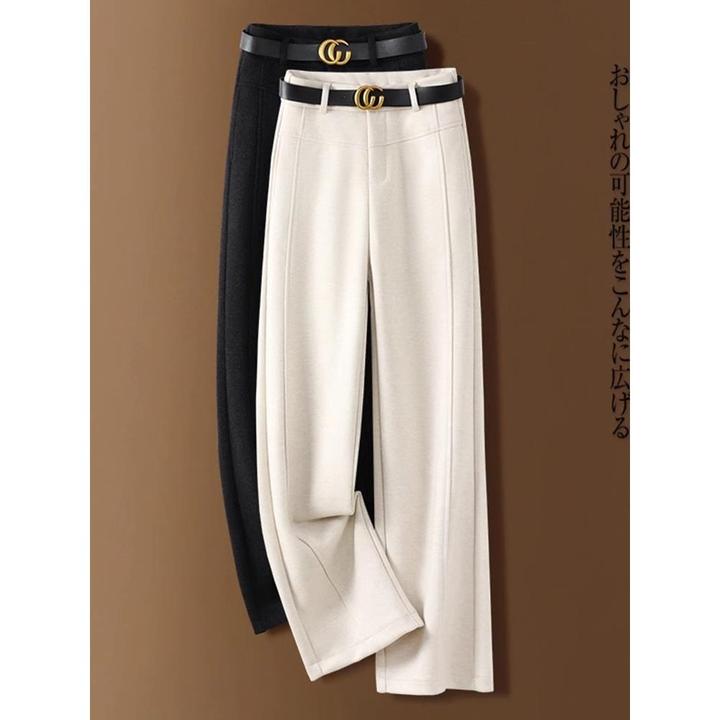 毛绒窄版阔腿裤女2025秋冬新款高腰垂感毛呢休闲裤宽松显瘦西装裤