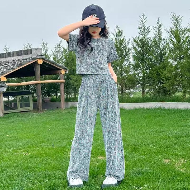 女童短袖套装2025夏季新款中大童宽松网红休闲两件套女孩时尚套装