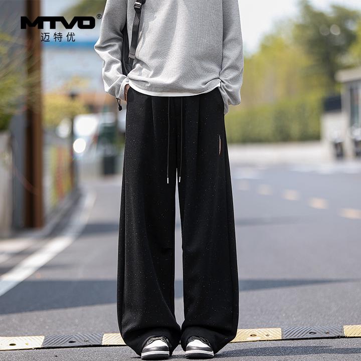 松紧腰直筒休闲裤2025年秋季新款男款美式潮牌高街百搭星空休闲裤