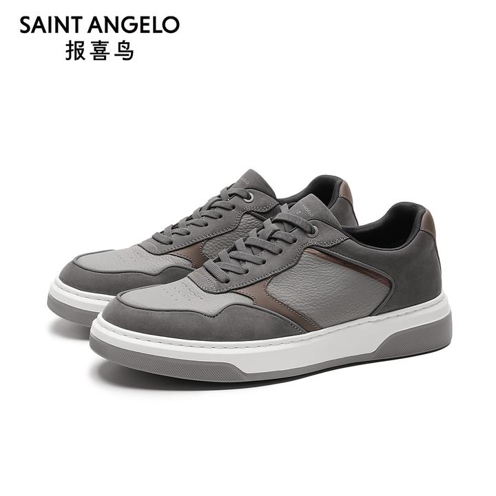 【轻便抑菌】报喜鸟春秋季休闲户外真皮透气慢跑时尚拼色百搭男鞋