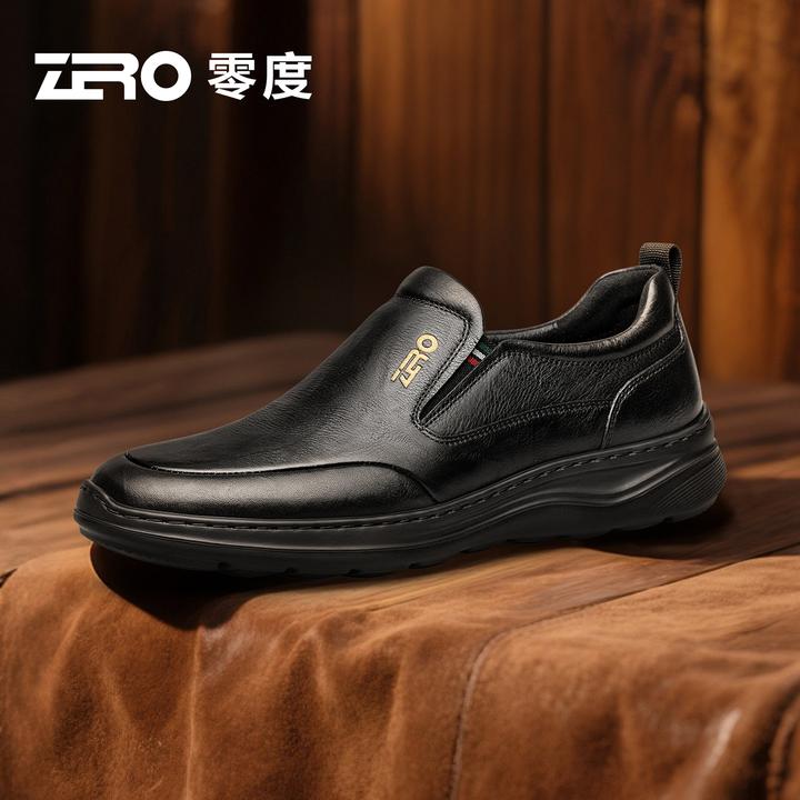 ZRO零度男鞋秋冬真皮套脚皮鞋男士经典一脚蹬商务休闲鞋53735T