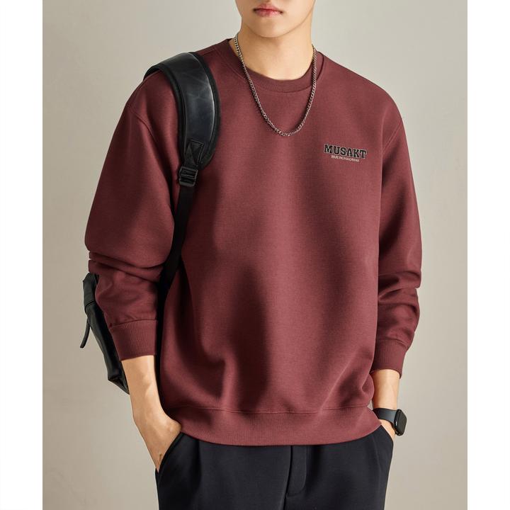 U&PURA美式重磅宽松刺绣圆领卫衣男士2025秋季新款宽松长袖上衣