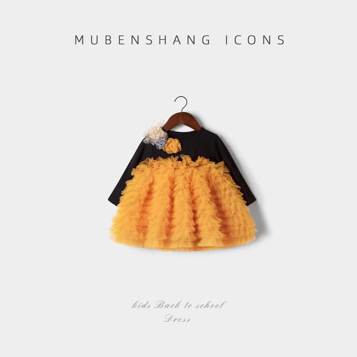 木本尚女童秋装儿童连衣裙秋季公主裙蓬蓬裙2025年款衣服儿童冬季