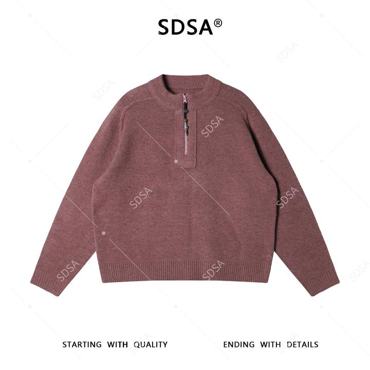 SDSA男士秋冬新款痞帅男装韩系慵懒风半拉链圆领毛衣百搭纯色时尚