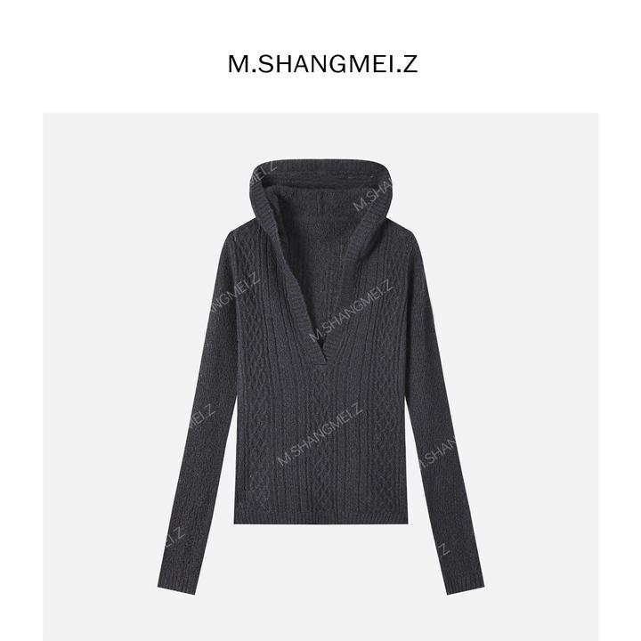 M.SHANGMEI.Z/沐熙【绒感风尚】美大哥保暖麻花带帽毛衣X10M2163