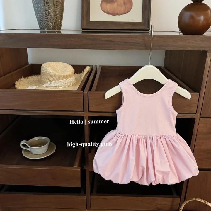芭蕾美学！女宝宝粉色甜美小露背洋气花苞洋气2025年款衣服儿童