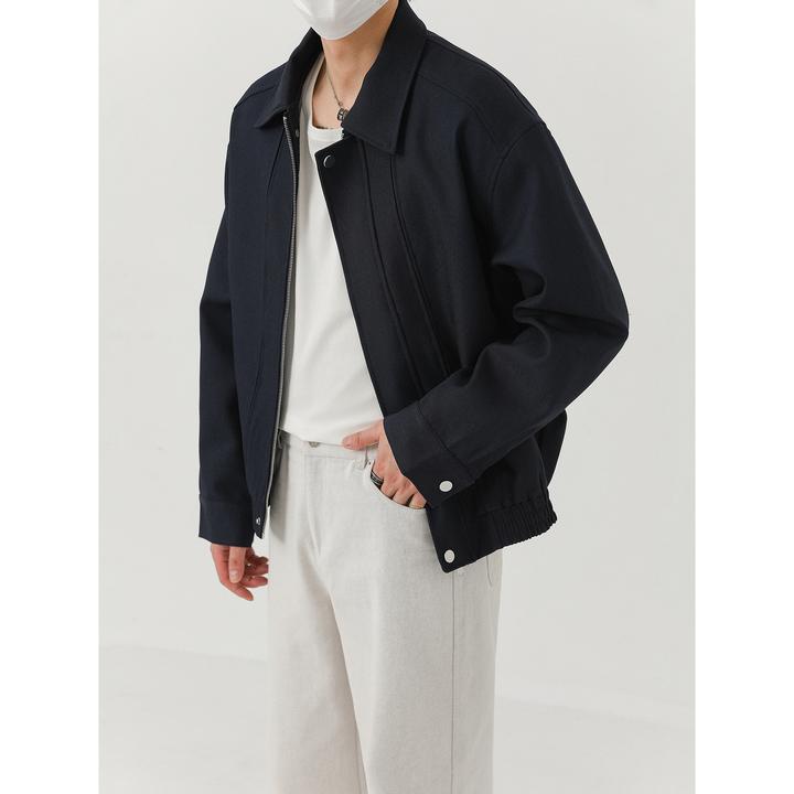 卓卓秋季上衣韩国高级感简约翻领夹克男潮流痞帅宽松休闲纯色外套