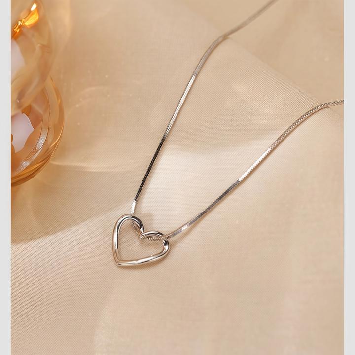 坠链均925银 s925纯银爱心项链小众设计蛇骨链气质轻奢时尚冷淡风