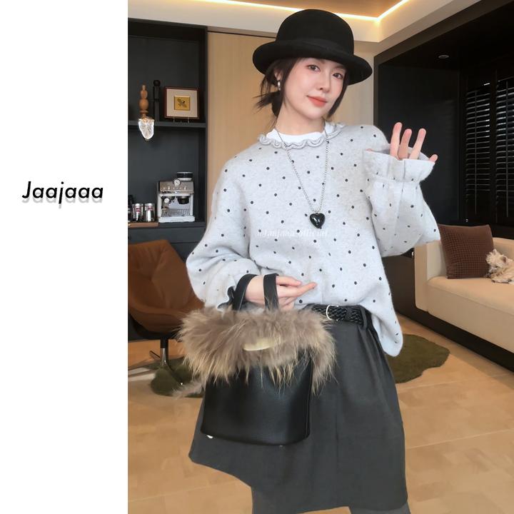 Jaajaaa江南水乡 小众设计感波点减龄显瘦百搭休闲长袖上衣/CXGG