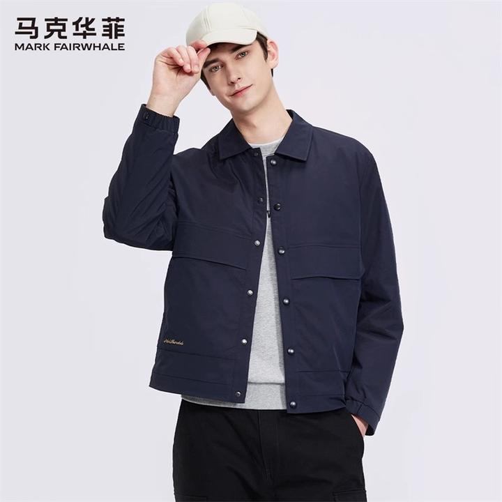 【夹棉防风】马克华菲翻领夹克男2025秋冬新款时尚宽松百搭休闲外套