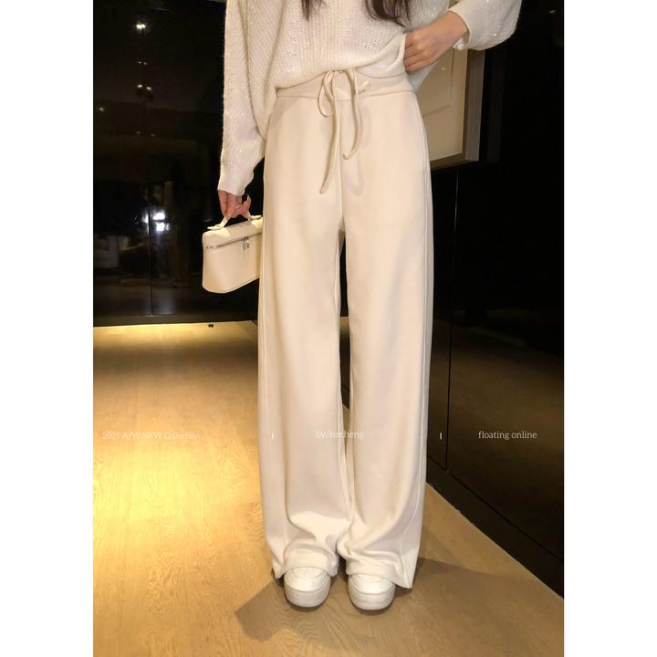 【禾呈】美式休闲裤女秋冬季高腰显瘦宽松慵懒风直筒阔腿裤10596