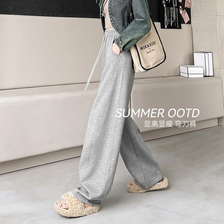 2025春秋爆款美式休闲弯刀裤女运动裤高腰显瘦宽松休闲香蕉阔腿裤