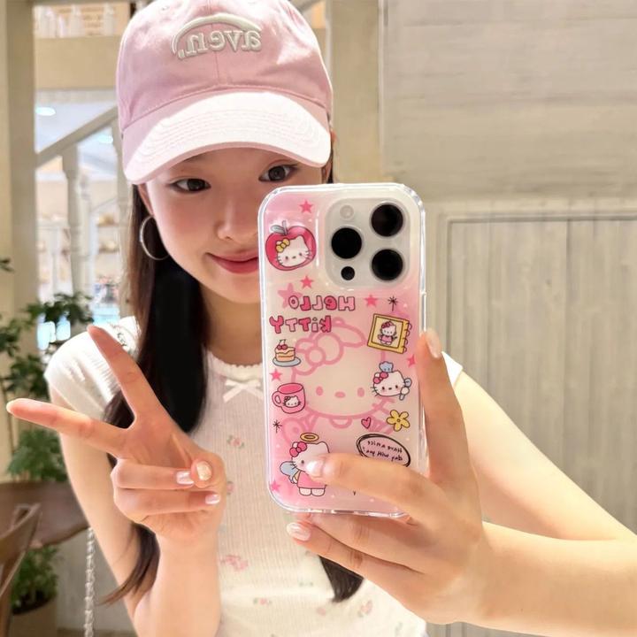 粉色苹果猫适用苹果iphone小米15promax防摔vivo华为oppo手机壳女