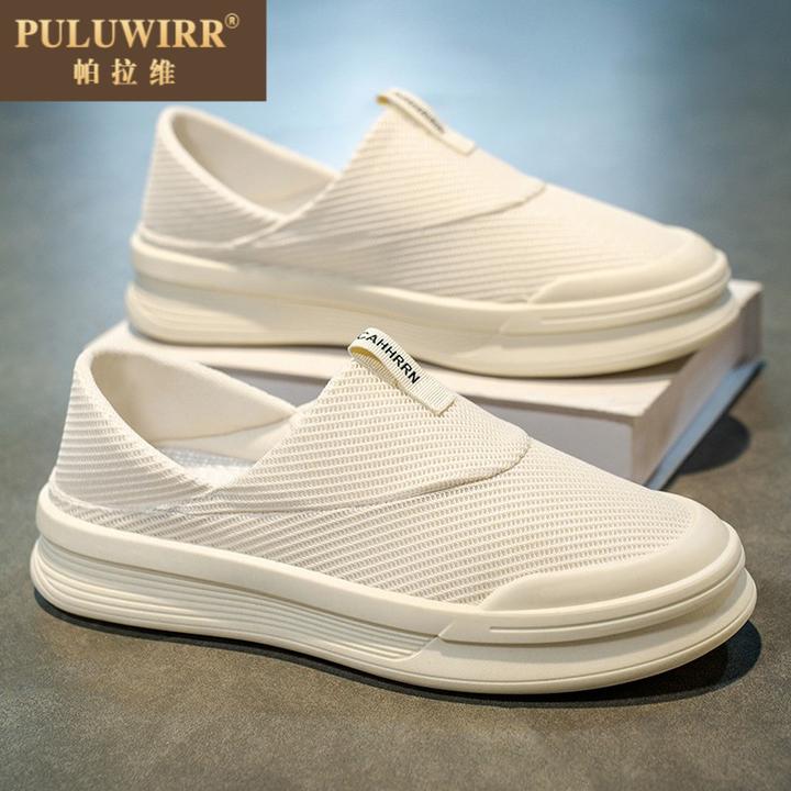 老北京布鞋男款2025新款夏季透气软底轻便懒人一脚蹬运动休闲板鞋