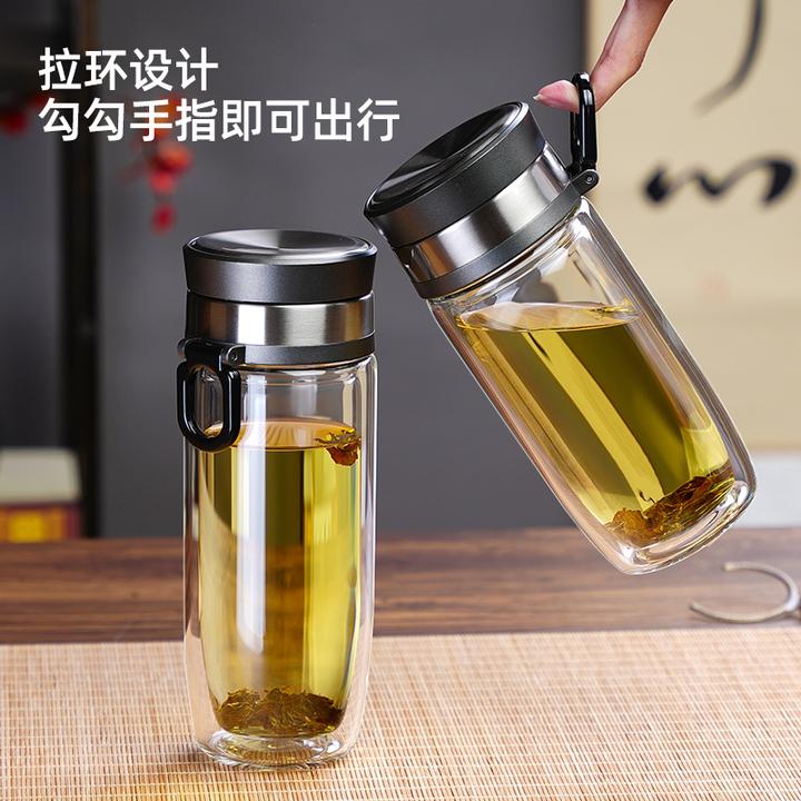 茶水分离高硼硅双层泡茶杯 居家旅行防烫加厚办公车载加厚玻璃杯