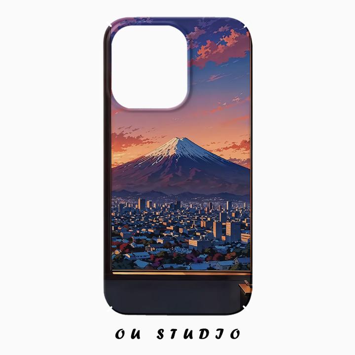OU唯美富士山适用苹果16手机壳iPhone15小众菲林硬壳防摔网红男女