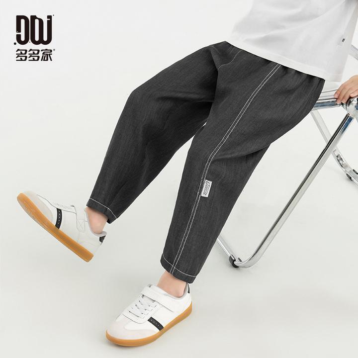 多多家男童裤子儿童夏季柔滑天丝仿牛仔裤中大童弧线莱赛尔休闲裤