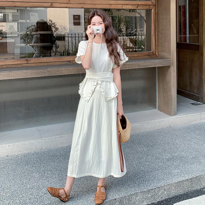 温柔系穿搭气质女神范上衣套装女夏新款时尚显瘦轻薄半身裙两件套