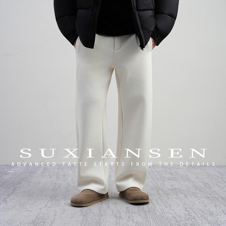 【大头叔叔】冬季桑蚕丝羊毛加绒加厚亲肤休闲立裁弯刀裤DDK7192