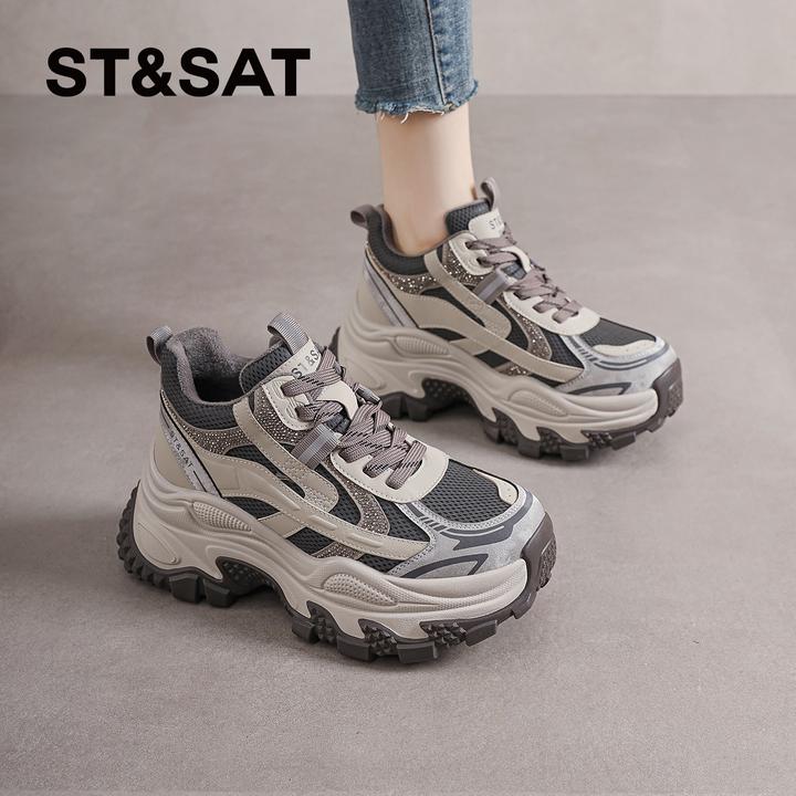 星期六高帮老爹鞋女2025秋冬爆款增高厚底复古休闲鞋显脚小运动鞋