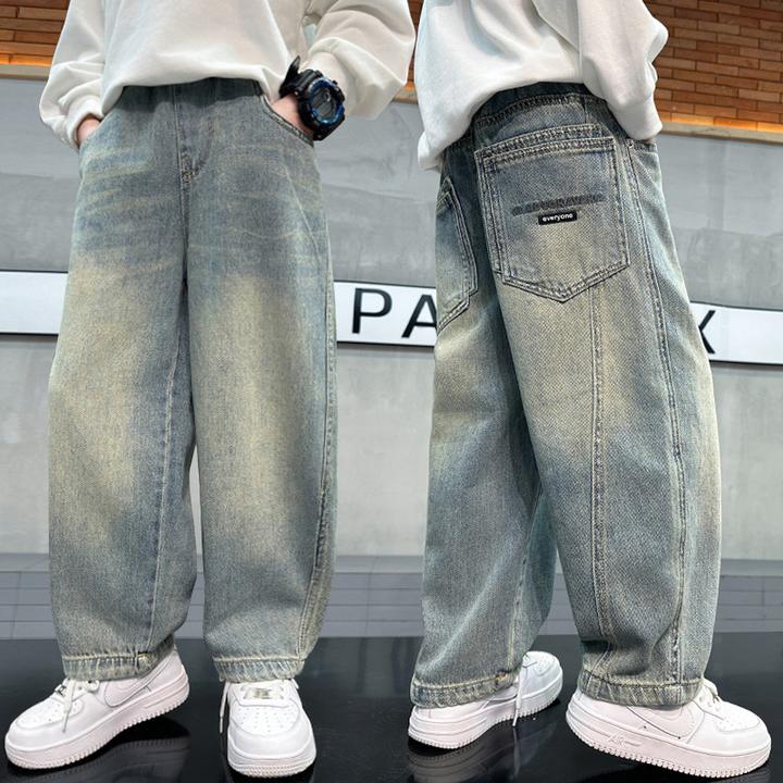 男童牛仔裤春季新款直筒2025中大童宽松韩版春秋休闲儿童长裤潮流