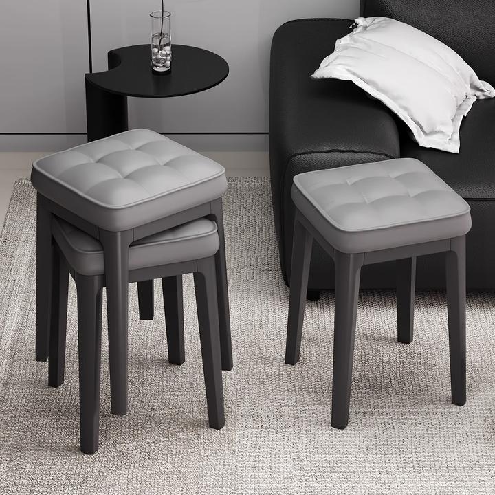 塑料凳子家用加厚可叠放软包方凳现代简约客厅餐桌高板凳创意椅子