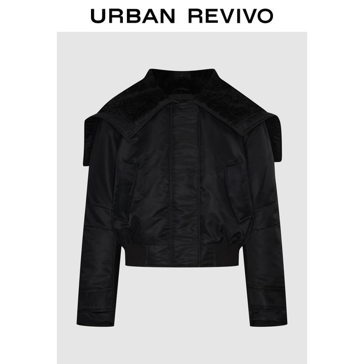 UR2025冬季新款女装休闲毛绒拉链连帽棉服UWH150049+
