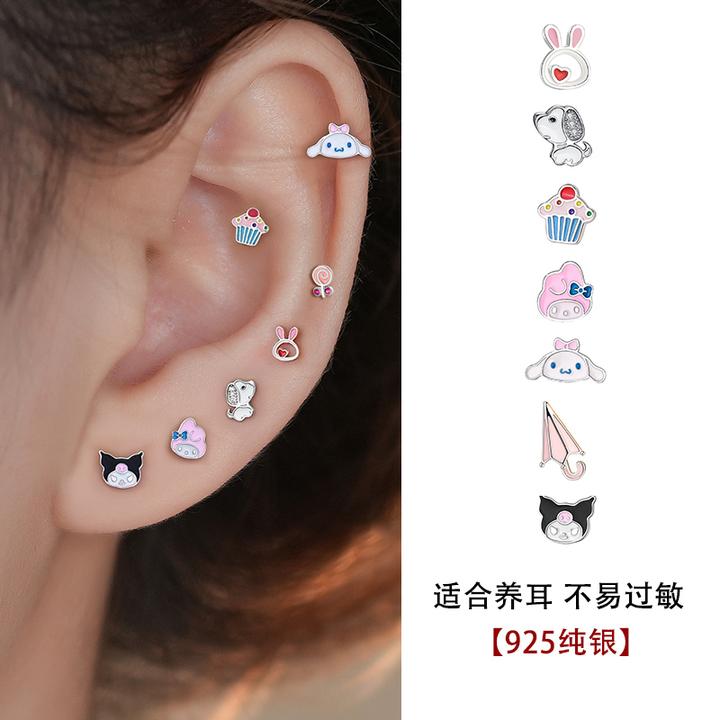 足银耳饰 卡通耳钉女童耳扣可爱甜美女孩耳环纯银养耳儿童耳饰品