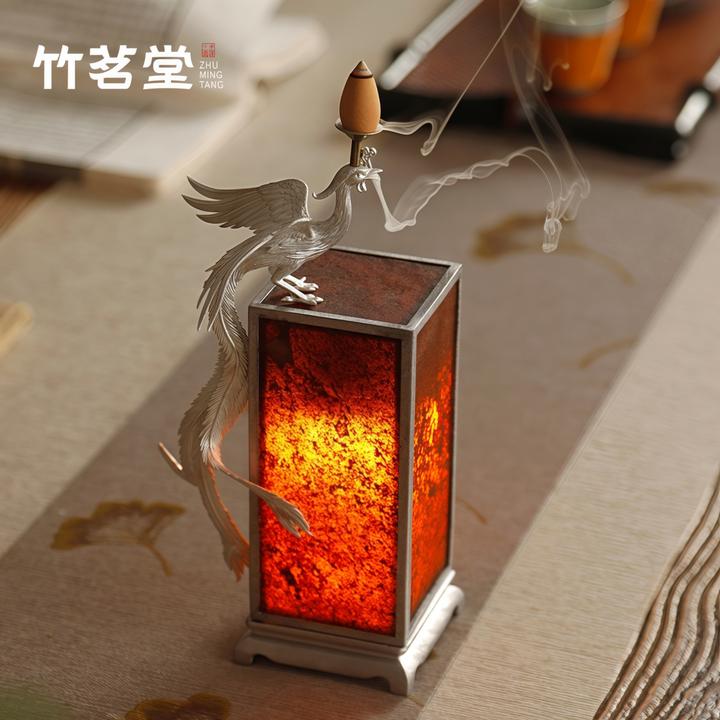 古篱锡合金岩石复古茶桌台灯宫灯茶室氛围灯烛台禅意倒流香香薰炉