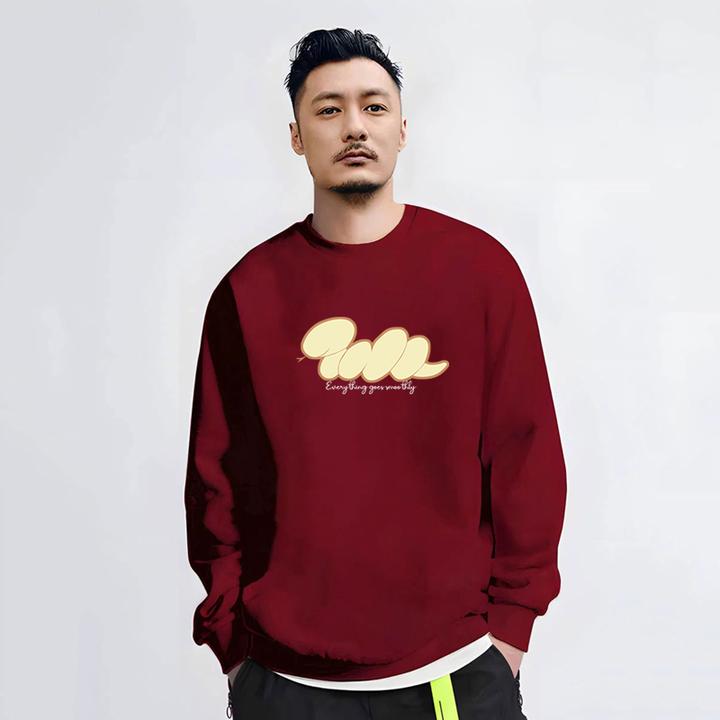 仓石一树潮牌蛇年本命年酒红色卫衣男款秋冬加绒长袖圆领情侣上衣