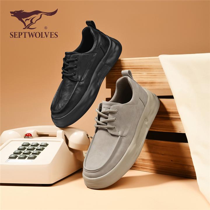 七匹狼秋冬新款时尚耐磨百搭通勤办公舒适潮流工艺休闲皮鞋00005