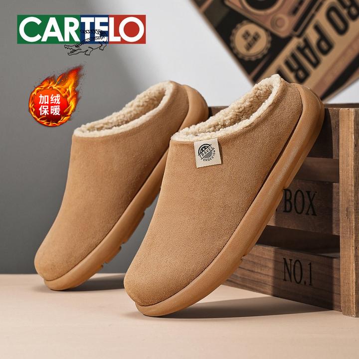 卡帝乐鳄鱼2025秋冬勃肯棉拖鞋防泼水懒人半拖鞋加绒保暖外穿软底
