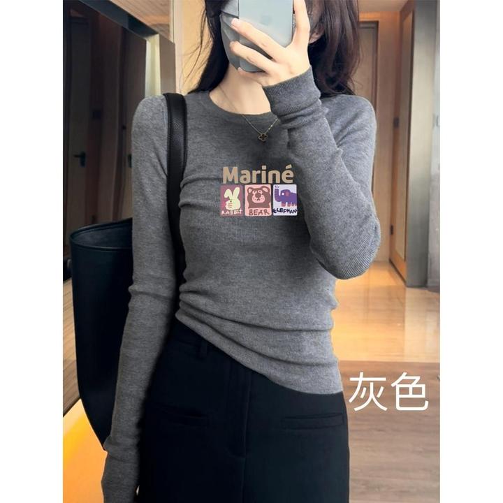 2025秋冬新款内搭打底衫美式chic辣妹上衣高级感正肩长袖T恤女潮