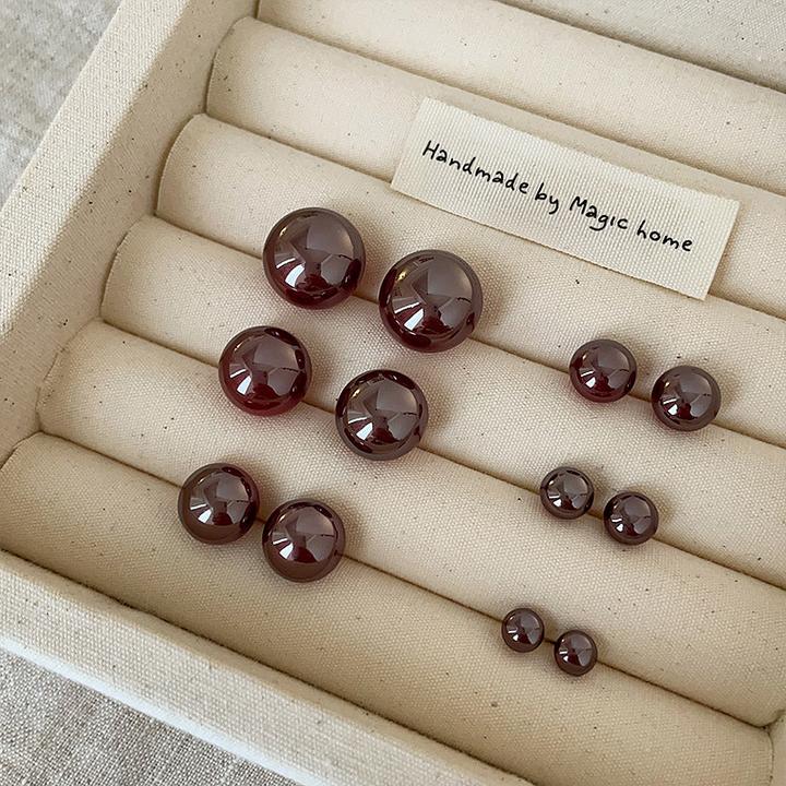 铜合金锆石耳饰 车厘子红馒头耳钉女秋冬高级感小众时尚百搭高