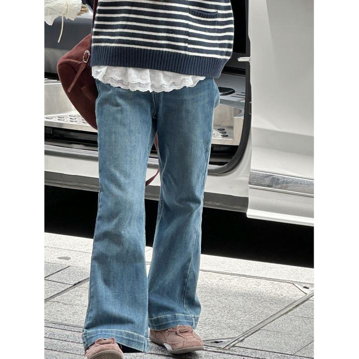 K29528孙小美韩系女童秋装牛仔裤儿童裤子2025新款春秋大童喇叭裤