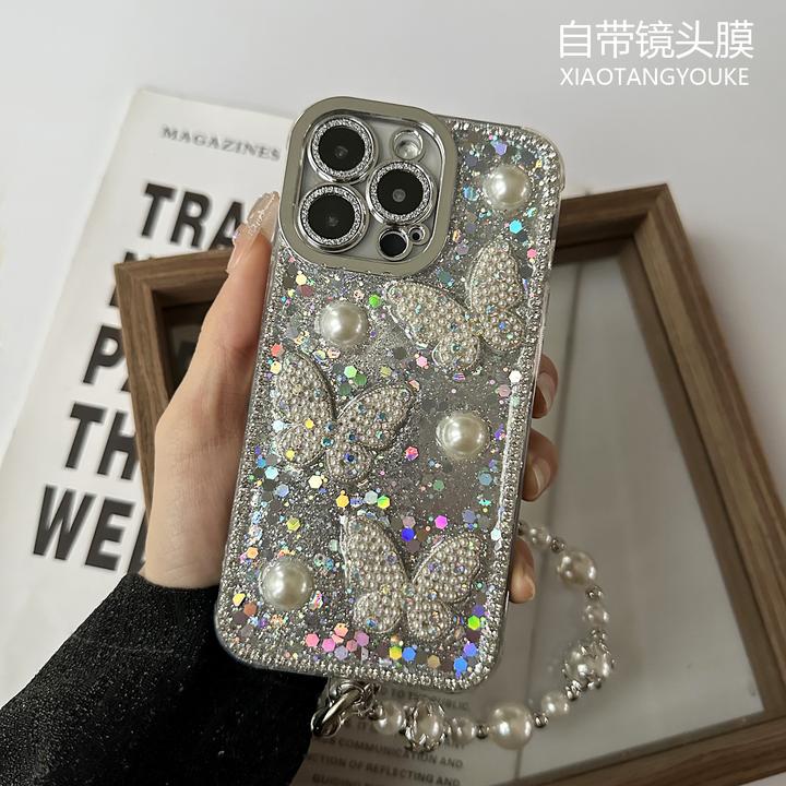 镜头全包网红轻奢立体水钻手机壳适用苹果华为小米OPPOvivoiPhone