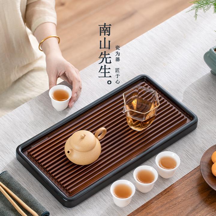 南山先生听风竹制茶盘家用大号排水式干泡茶台办公室长方形茶托盘