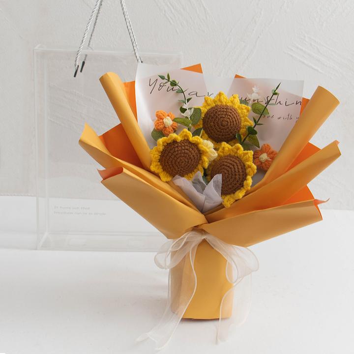 手工钩织康乃馨向日葵编织毛线花教师节送教师节礼物2025年新款