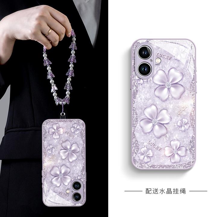 适用苹果16pro手机壳X新款iphone15玻璃14挂绳13全包镜头12防摔11