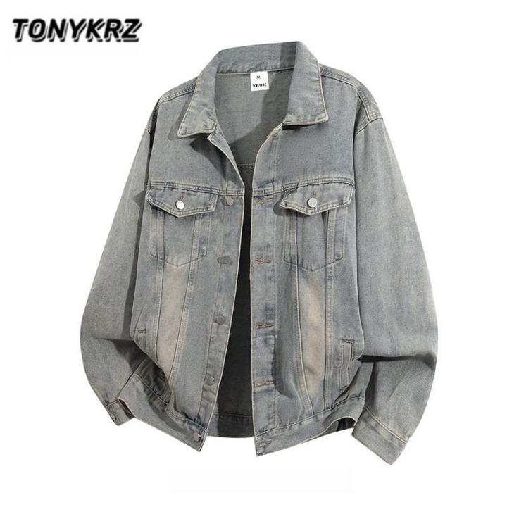 TONYKRZ美式高街工装水洗牛仔夹克男女春秋冬vintage痞帅潮牌外套