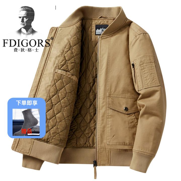 FDIGORS/费狄格士夹克男士棉衣冬季纯棉加厚棒球领工装外套