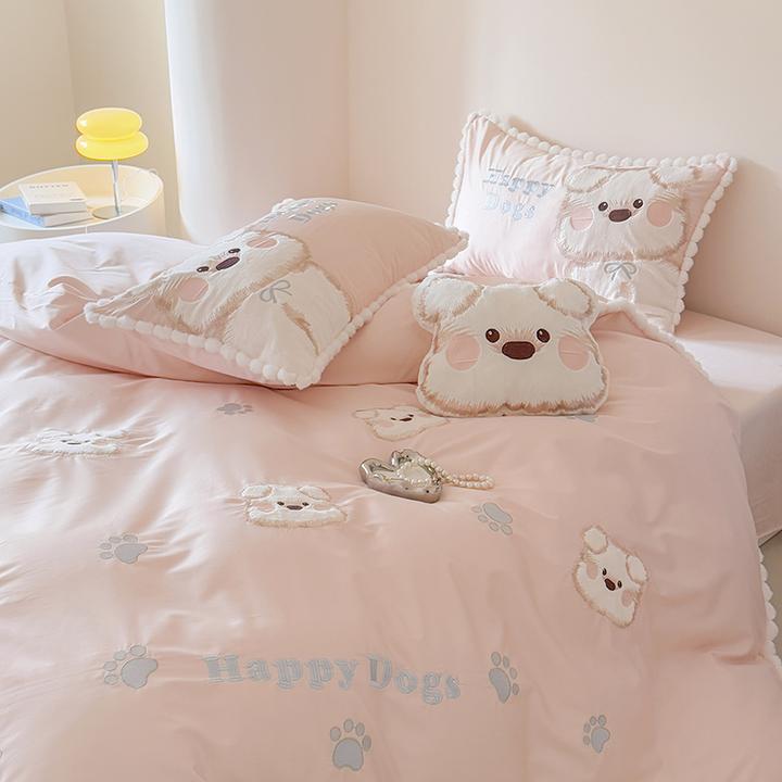 卡通可爱加厚100支纯棉磨毛四件套公主风全棉长绒棉被套儿童床品