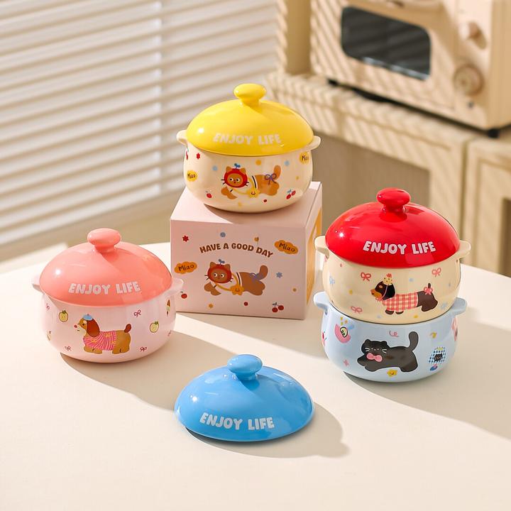 川岛屋蒸蛋碗蒸鸡蛋羹专用蒸碗宝宝炖蛋碗带盖双耳陶瓷炖盅一人份