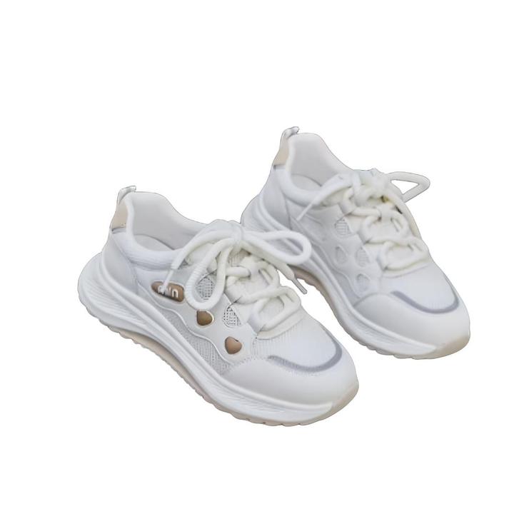 2025春季新款厚底轻便网面休闲运动透气显高软底小白板鞋女